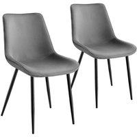 Tectake Velvet Accent Chair Monroe Set Of 2 - Grey, Grey