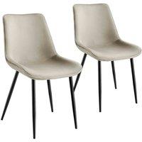 Tectake Velvet Accent Chair Monroe Set Of 2 - Cream, Cream