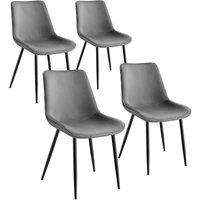 Tectake Velvet Accent Chair Monroe Set Of 4 - Grey, Grey