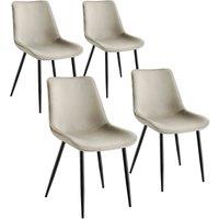 Tectake Velvet Accent Chair Monroe Set Of 4 - Cream, Cream