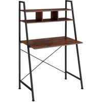 Tectake Writing Desk Exeter 85.5x46.5x140cm w/ Overhead Storage - Brown, Brown