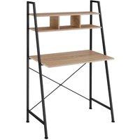 Tectake Writing Desk Exeter 85.5x46.5x140cm w/ Overhead Storage - Light Brown, Brown