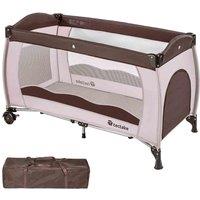 Tectake Travel Cot For Children 126X65X80Cm With Carry Bag, Brown