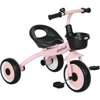 AIYAPLAY Trike With Adjustable Seat Basket Kids Tricycle Pink, Pink
