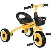 AIYAPLAY Trike With Adjustable Seat Basket Kids Tricycle Yellow, Yellow