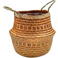 Ivyline Seagrass Tribal Amber Lined Basket Medium H30cm D35cm, Multi