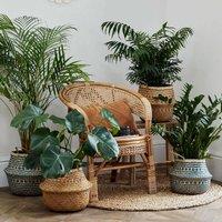 Ivyline Seagrass Tribal Teal Lined Basket Medium H30cm D35cm, Multi