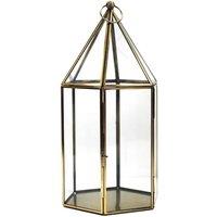 Ivyline Glasshouse Terrarium Antique Brass H36cm W18cm, Clear