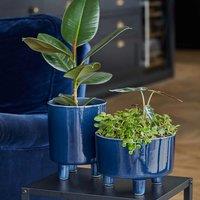 Ivyline Pisa Navy Planter H19cm D16cm, Blue