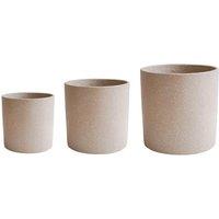 Ivyline Valetta Caramel Terrazzo Planter Set Of 3, Cream