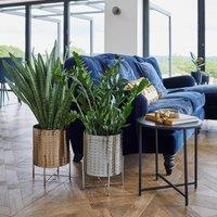 Ivyline Zendaya Gold Embossed Metal Planter With Stand H25cm D25cm, Gold