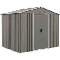 Outsunny 8x6ft Garden Storage Shed - Light Grey, Grey