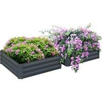 Outsunny 2pk Raised Galvanised Planter Box Dark Grey, Grey