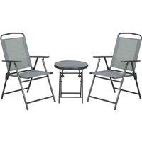 Outsunny Patio Bistro Set w/ Chairs & Coffee Table - Grey, Grey