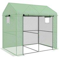 Outsunny Walk-in Greenhouse w/ Roll-up Door 200x140x200cm, Green