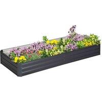 Outsunny Galvanised Raised Garden Bed w/ Open Bottom - Grey, Grey