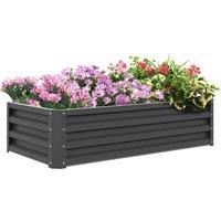 Outsunny Elevated Planter Box for Flowers - Light Grey, Grey