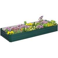 Outsunny Galvanised Raised Garden Bed w/ Open Bottom - Green, Green