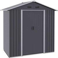 Outsunny 6.5x3.5ft Metal Garden Shed - Dark Grey, Grey