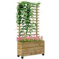 Outsunny Garden Wooden Trellis Planter Box - Natural, Brown