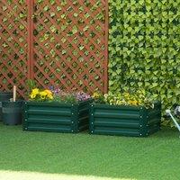 Outsunny 2pk Raised Galvanised Garden Bed - Green, Green