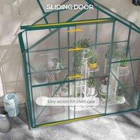 Outsunny 6x2.5ft Polycarbonate/Aluminium Greenhouse - Green, Green