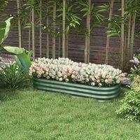 Outsunny Galvanised Raised Garden Bed w/ Safety Edging Green, Green