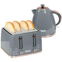 HOMCOM 1.7L Kettle And Toaster Set With Defrost, Reheat And Crumb Tray, Grey, Grey