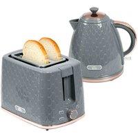 HOMCOM Kettle And Toaster Set 1.7L Fast Boil Kettle & 2 Slice Toaster Set Grey, Grey