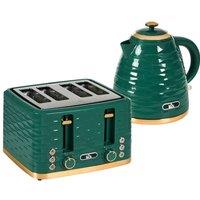HOMCOM Kettle And Toaster Set 1.7L Rapid Boil Kettle & 4 Slice Toaster Green, Green