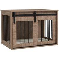 PawHut Dog Crate Furniture w/ Cushion for Medium Dogs- Brown, Brown