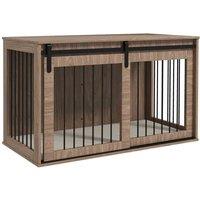 PawHut Dog Crate Furniture w/ Cushion for Large Dogs- Brown, Brown