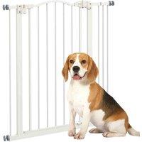 PawHut 74-87cm Adjustable Metal Pet Gate w/ Auto-Close White, White