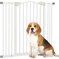 PawHut 74-100cm Adjustable Metal Pet Gate w/Auto-Close White, White