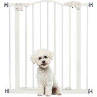 PawHut 74-80cm Adjustable Metal Pet Gate w/ Auto-Close White, White