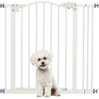 PawHut 74-87cm Adjustable Metal Pet Gate - White, White