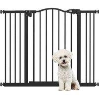 PawHut 74-100cm Adjustable Metal Pet Gate - Black, Black