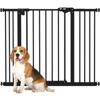 PawHut Adjustable Safety Gate w/ 2 Extensions - Black, Black