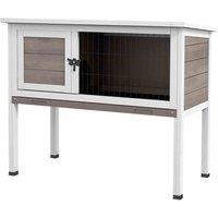 PawHut Large Elevated Wooden Rabbit Hutch w/ Asphalt Roof, Brown