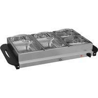 HOMCOM 300W Electric Buffet Server With Cool Touch Handles 2 X 2.4L 2 X 1L Pans, Silver