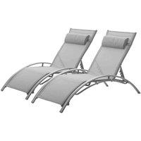 Outdoor Living Pair of Bali Sun Loungers - Grey, Grey