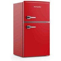 Montpellier MAB2035ER Undercounter Retro Fridge Freezer In Red, Red