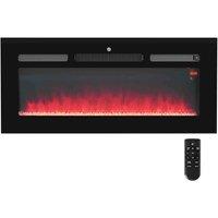 HOMCOM 102cm Electric Fireplace, Wall Mounted Electric Fire W/ Remote, Black