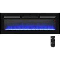 HOMCOM 127cm Electric Fireplace, Wall Mounted Electric Fire W/ Remote, Black