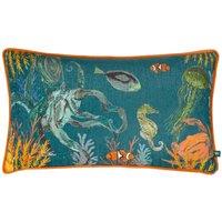 Wylder Tropics Abyss Sea Creatures Chenille Filled Cushion, Blue