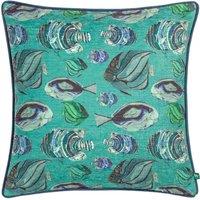 Wylder Tropics Abyss Fish Repeat Chenille Filled Cushion, Blue