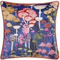 furn. Furn. Amanita Velvet Piped Filled Cushion, Blue