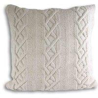 Paoletti Aran Cable Knit Filled Cushion, Cream