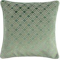Paoletti Avenue Velvet Jacquard Filled Cushion, Green