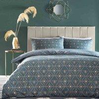 furn. Furn. Bee Deco Geometric Super King Duvet Cover Set, Blue